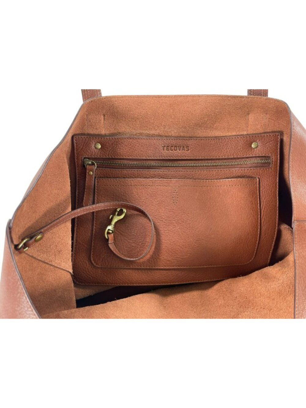 Tecovas Leather Tote Brown Western Bag Interior Pockets Dust Bag EXCELLENT SHAPE - Picture 6 of 10